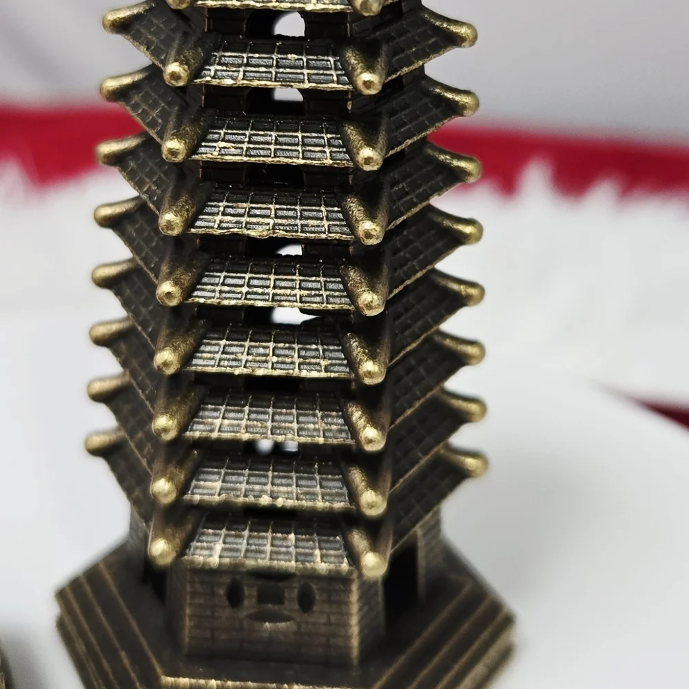 Mini Wenchang Pagoda Brass Incense Holder Feng Shui Study Desk Focus Zen Decor
